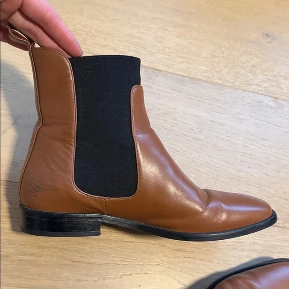 Everlane Brown leather square toe Chelsea Leather boots 7.5 - Picture 3 of 7